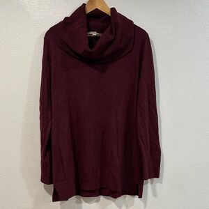 LOFT Deep Burgundy Cowl Neck Sweater